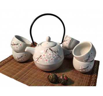 Чайный набор Сакура серый (чайник 0,5 л. + 6 пиал)