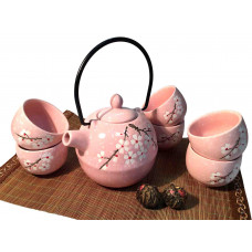 Чайный набор Сакура розовый (чайник 0,5 л. + 6 пиал)