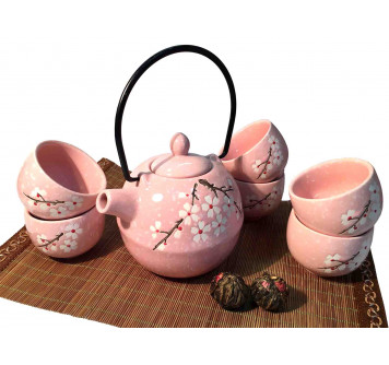 Чайный набор Сакура розовый (чайник 0,5 л. + 6 пиал)
