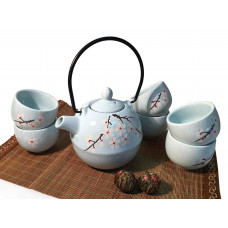 Чайный набор Сакура голубой (чайник 0,5 л. + 6 пиал)