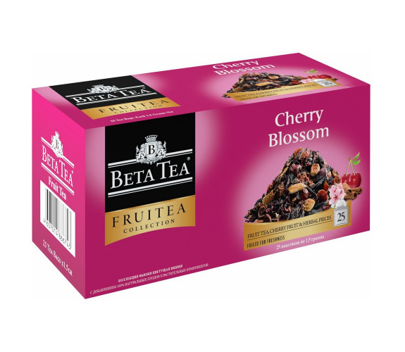 Чай черный Beta Tea "Фьюжн | Цветущая Вишня", с добавками, 25 сашет