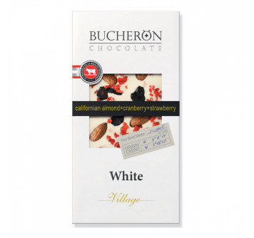 Шоколад Bucheron "White Village", белый с миндалем, клюквой и клубникой, 100 г