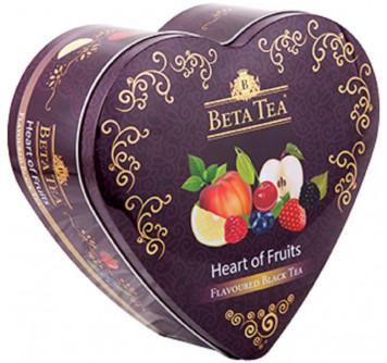 Чай Beta Tea "Фруктовое сердце" в музыкальной шкатулке, черный , ассорти, 40 пакетиков