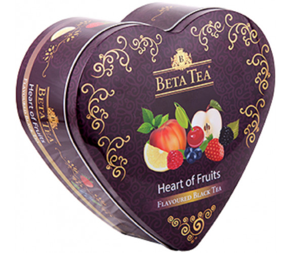 Чай Beta Tea "Фруктовое сердце" в музыкальной шкатулке, черный , ассорти, 40 пакетиков